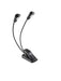 K&M 12244 Double2 LED FlexLight with two gooseneck LED heads on a black clip base