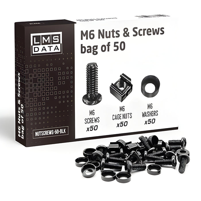 M6 Rack Screw, Cage Nut & Washer Set (Box of 50)