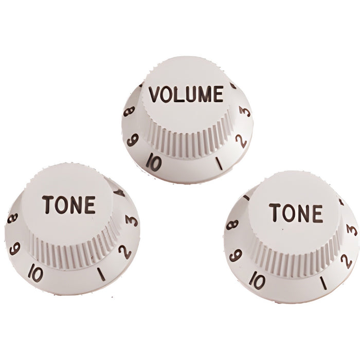 Replacement Stratocaster Knobs: White (1 x Volume, 2 x Tone)