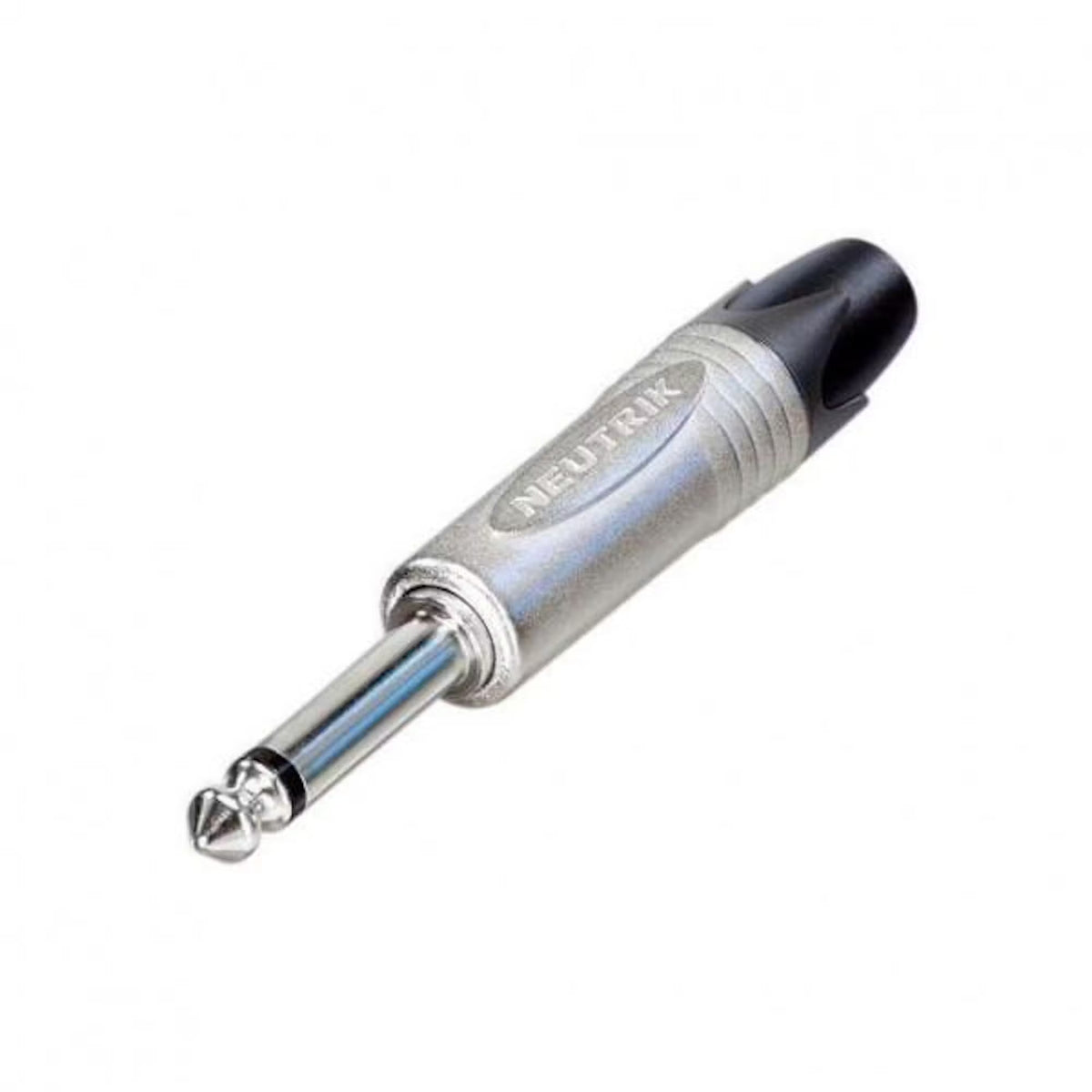 Neutrik NP2X straight 6.35mm mono jack plug with nickel shell and chuck-type strain relief