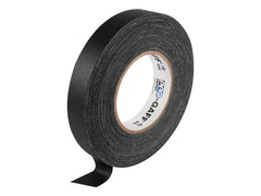 Black Pro-Gaff 24mm gaffer tape roll with the end unrolled, showing the matt cloth and Pro-Gaff USA core