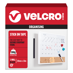 VELCRO Brand Stick On Tape pack, 20mm x 10m, black