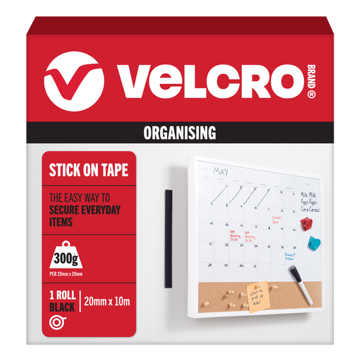 VELCRO Brand Stick On Tape pack, 20mm x 10m, black