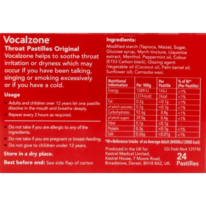 Vocalzone Ingredients And Dosage | TourStock