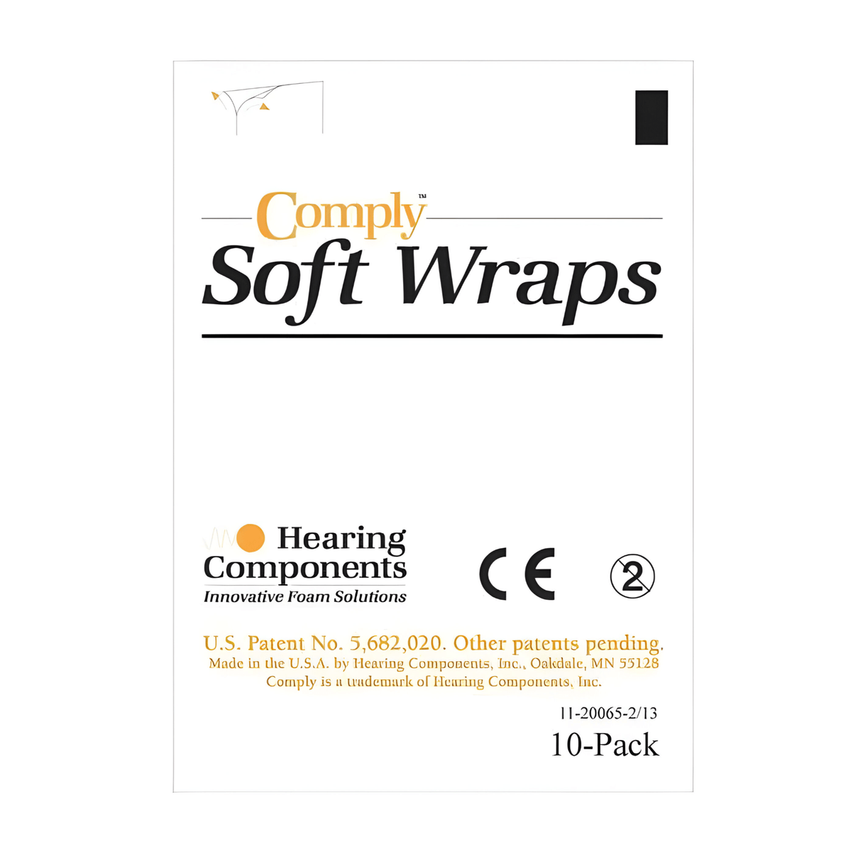 Comply Soft Wraps 10-pack sleeve, front, made in the USA by Hearing Components