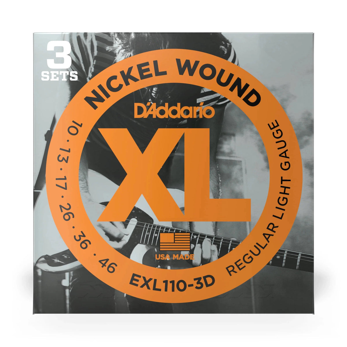 D'Addario EXL110-3D pack marked 3 Sets, XL Nickel Wound Regular Light 10-46 electric guitar strings