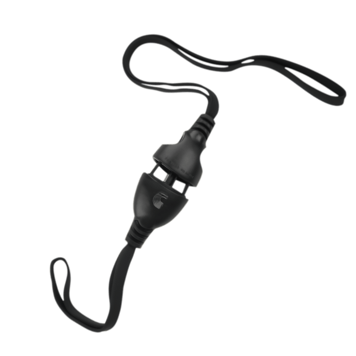 D'Addario DGS15 acoustic quick release system on its own: two black cord loops joined by the quick-release clip