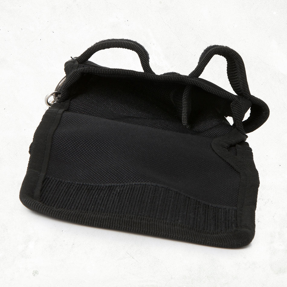 Dirty Rigger Pro-Pocket 2.0 black tool pouch shown open with the flap folded back