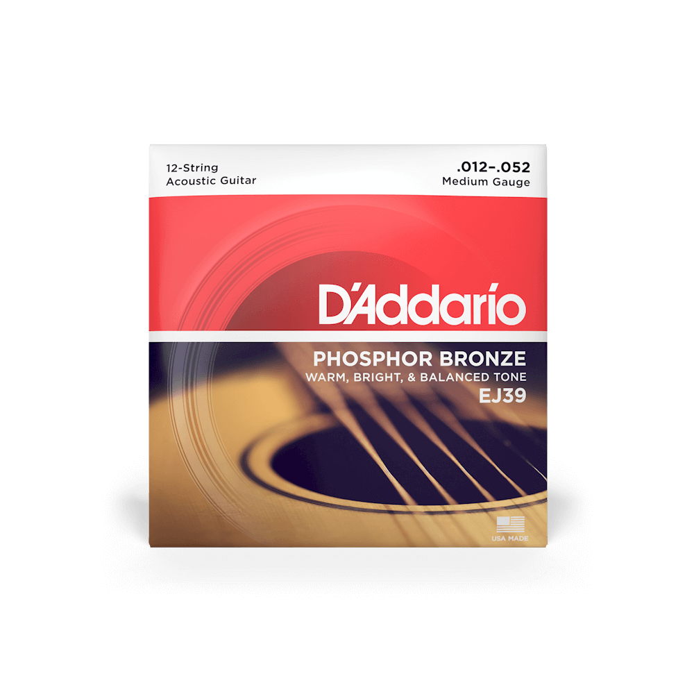 D'Addario EJ39 12-string phosphor bronze set, detail of the string packet