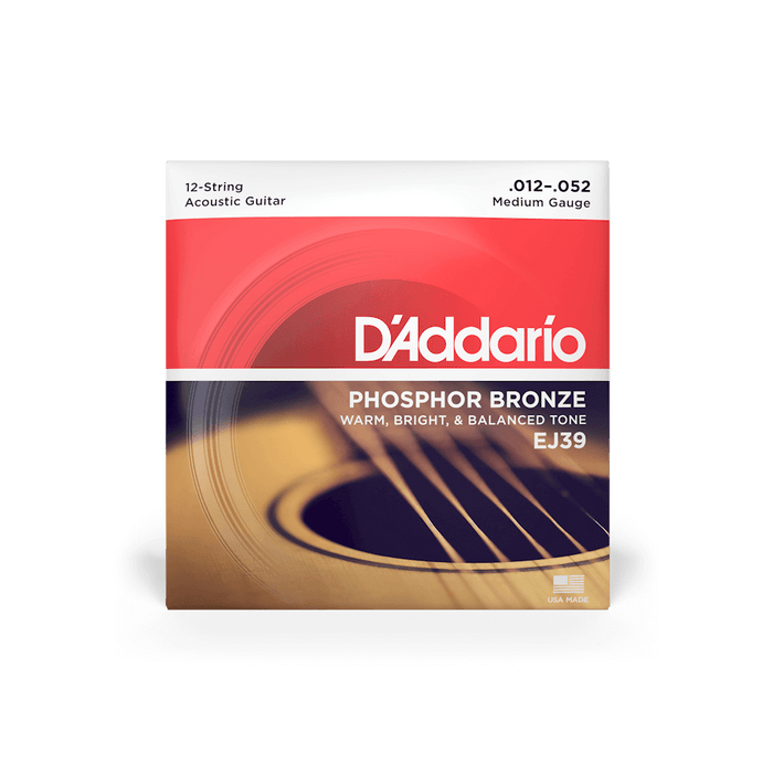 D'Addario EJ39 12-string phosphor bronze set, detail of the string packet