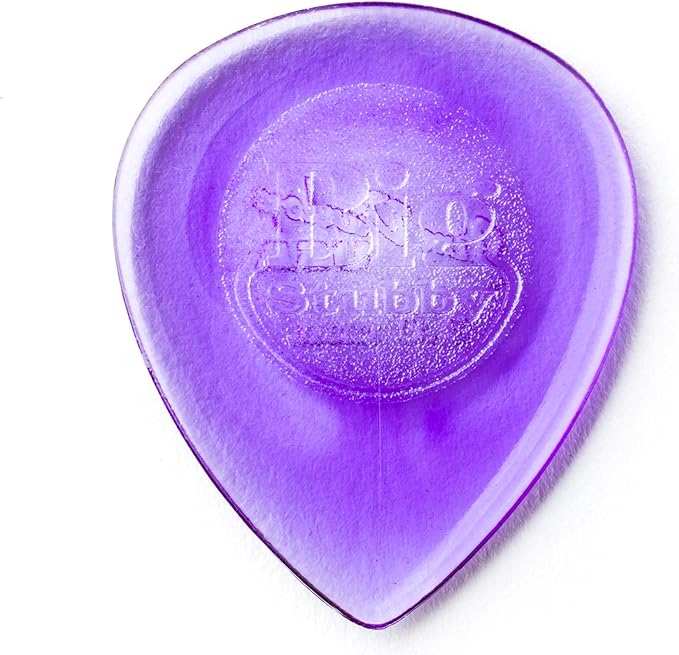 Translucent light purple Dunlop Big Stubby 2.0mm pick with Big Stubby embossed on its round grip panel