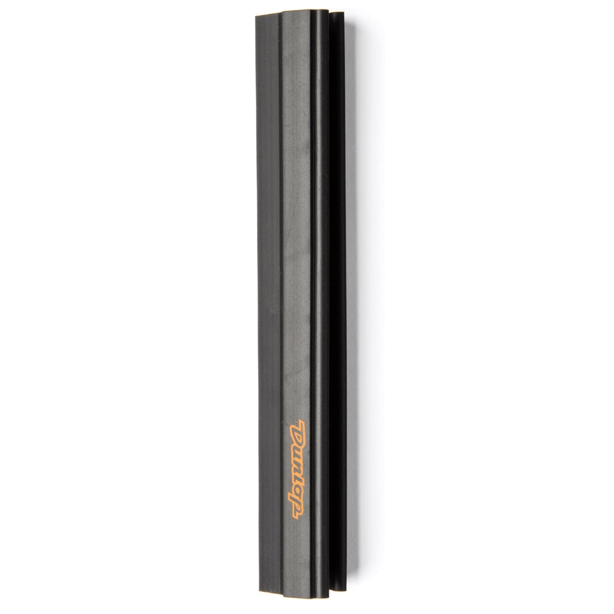 Dunlop 5010 black rubber pickholder standing upright, showing its full 7in length and orange logo