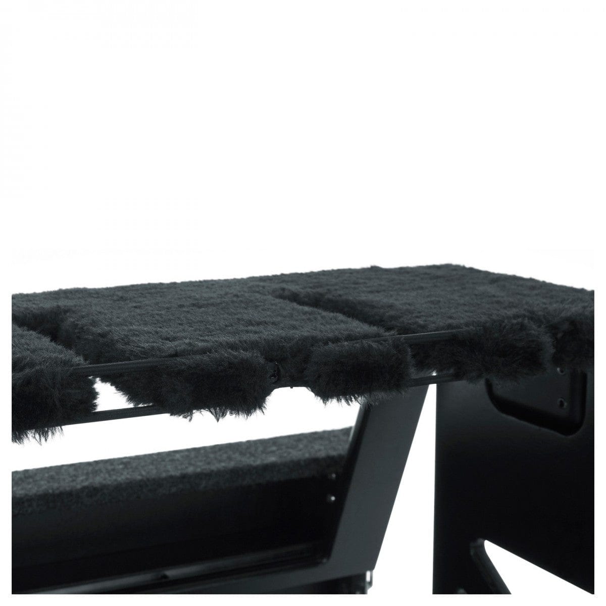 Plush-lined neck rest dividers on the Gator GTRSTD4 stand frame, close-up with no guitars