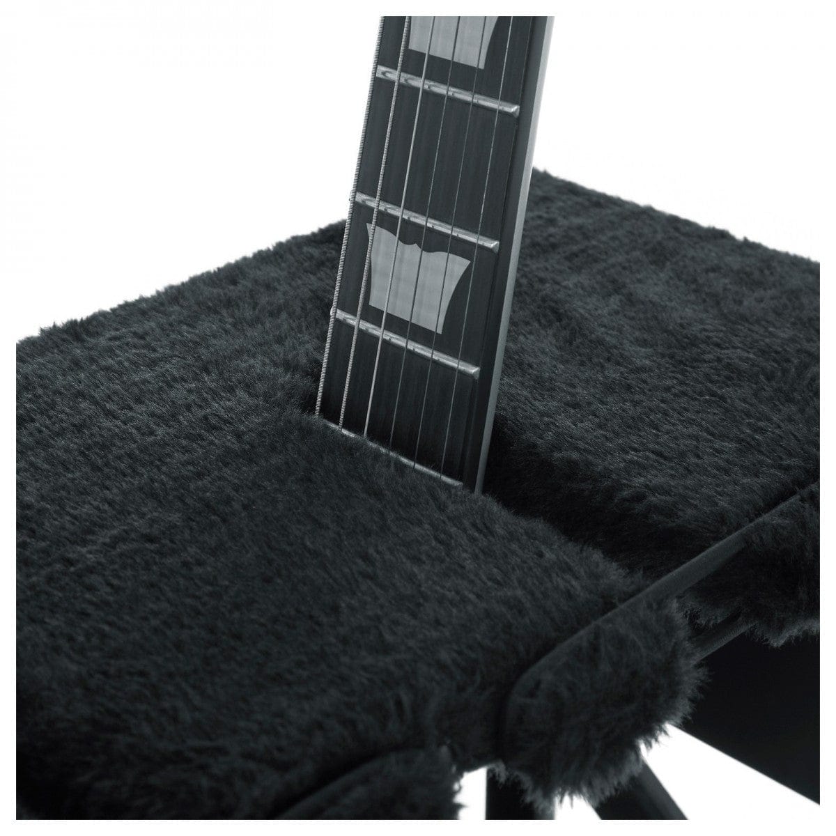 Guitar neck resting in the plush-lined neck support of the Gator GTRSTD4 stand, close-up