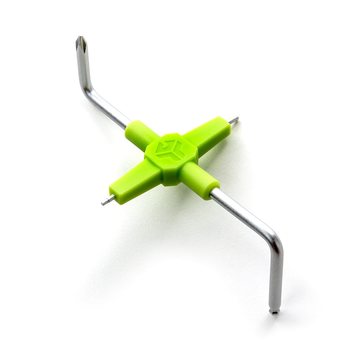 GrooveTech GTFG1 multi-tool from above, showing the bent hex arms and Phillips tip