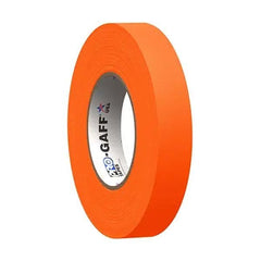 Fluorescent orange Pro-Gaff 24mm x 50 yard gaffer tape, a deep roll with the Pro-Gaff USA logo on the core