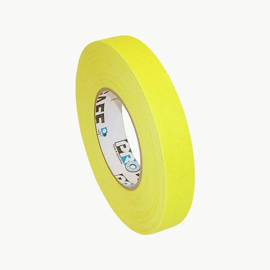Fluorescent yellow Pro-Gaff 24mm x 50 yard gaffer tape, a deep roll on a white background with Pro-Gaff core