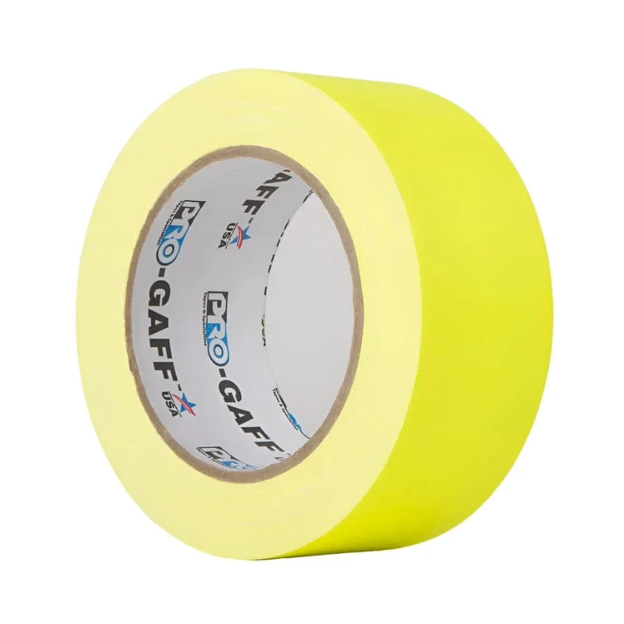 Fluorescent yellow Pro-Gaff 48mm gaffer tape roll with Pro-Gaff USA printed core