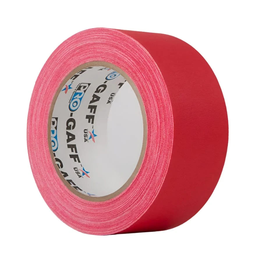 Red Pro-Gaff 48mm matt cloth gaffer tape roll with printed Pro-Gaff core