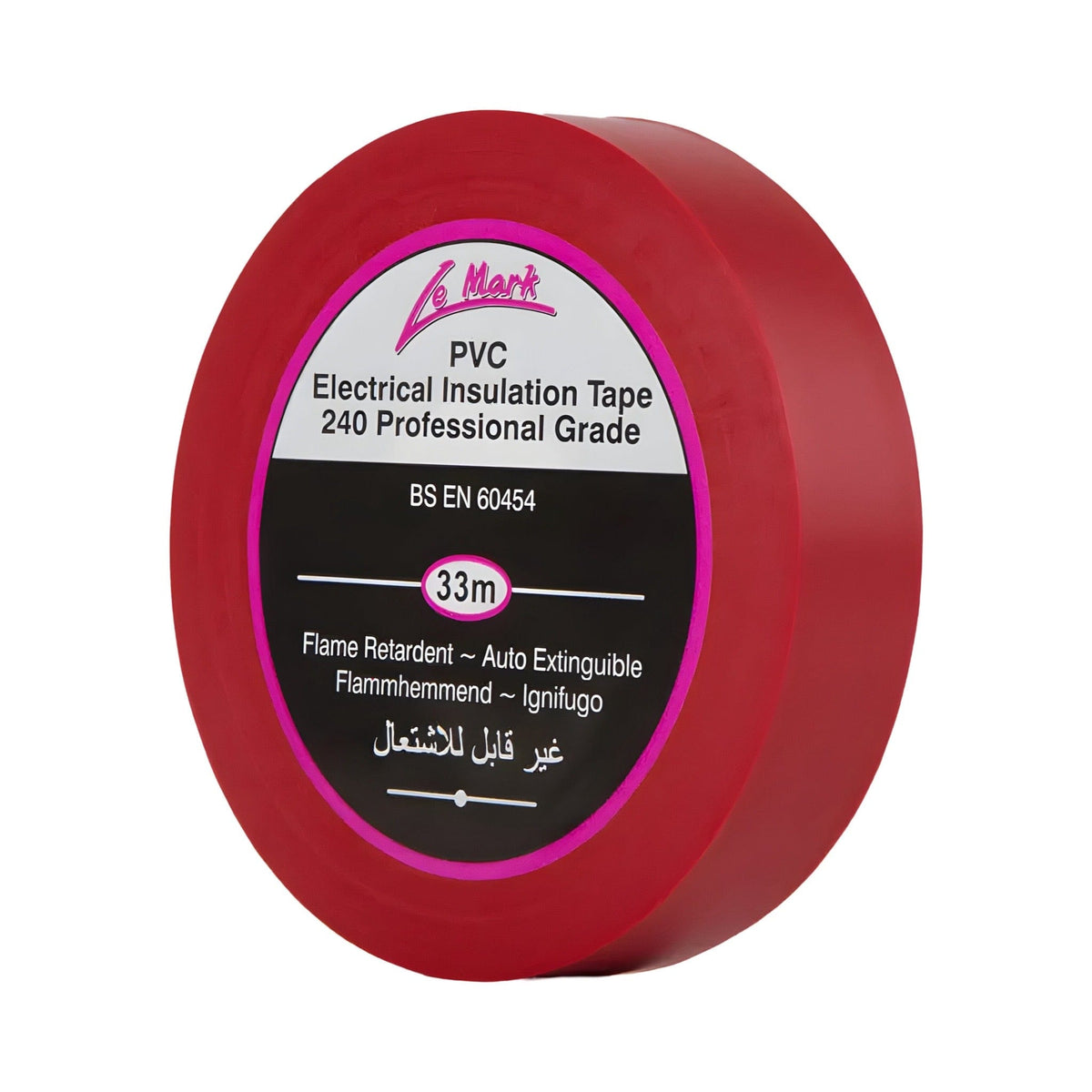 Red LeMark LX tape roll, 33m PVC electrical insulation tape