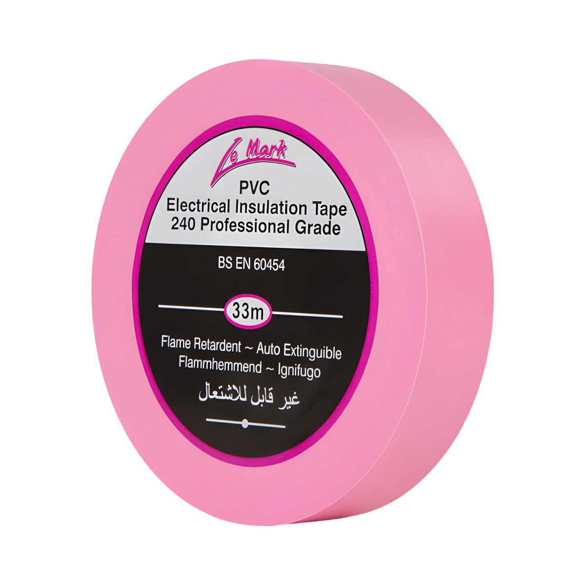 Pink LeMark LX tape roll, 33m PVC electrical insulation tape