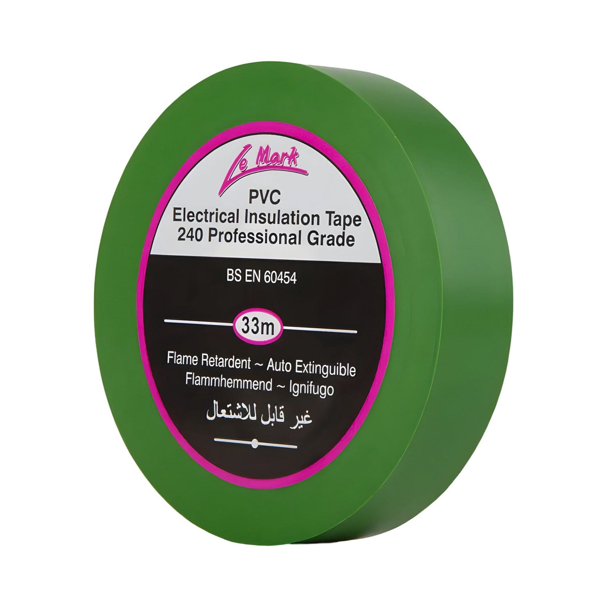 Green LeMark LX tape roll, 33m PVC electrical insulation tape