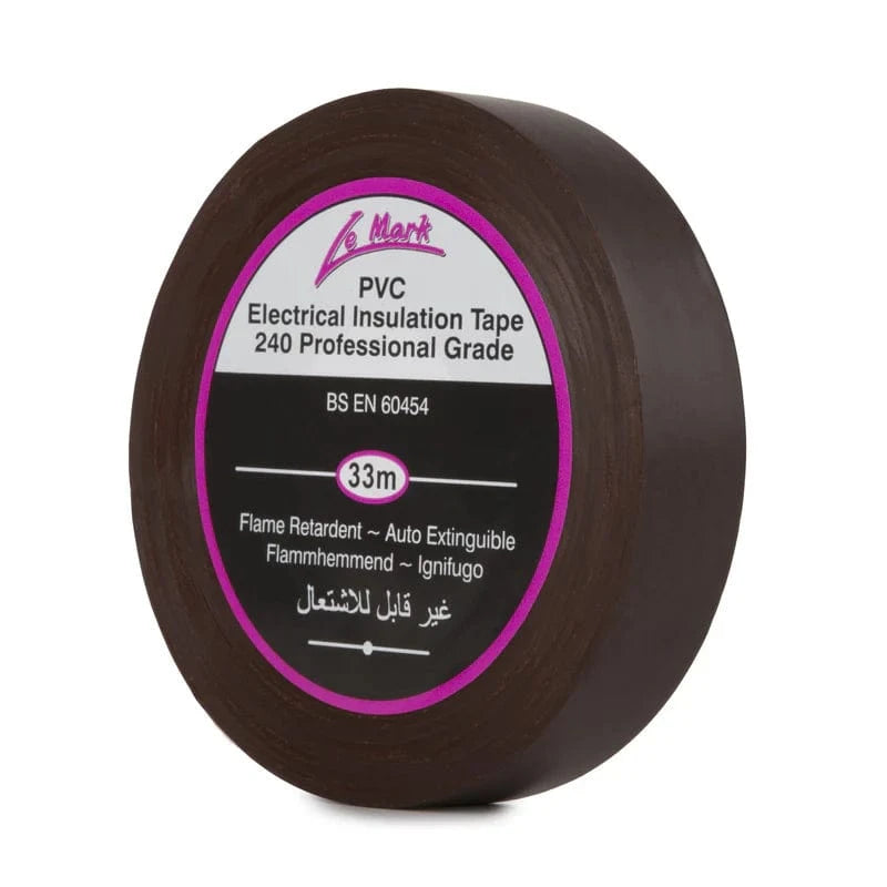 Brown LeMark LX tape roll, 33m PVC electrical insulation tape