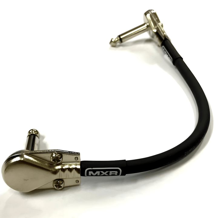 MXR DCP06 6in patch cable: black lead with MXR logo and two low-profile right-angle metal jack plugs
