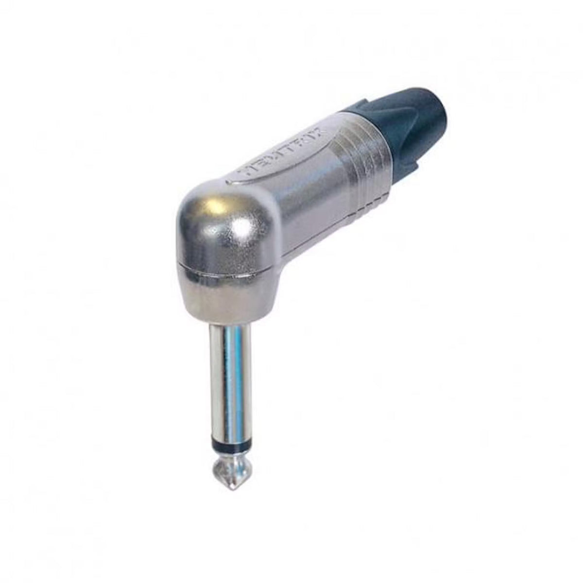 Neutrik NP2RX right-angle 6.35mm mono jack plug with nickel shell and chuck-type strain relief