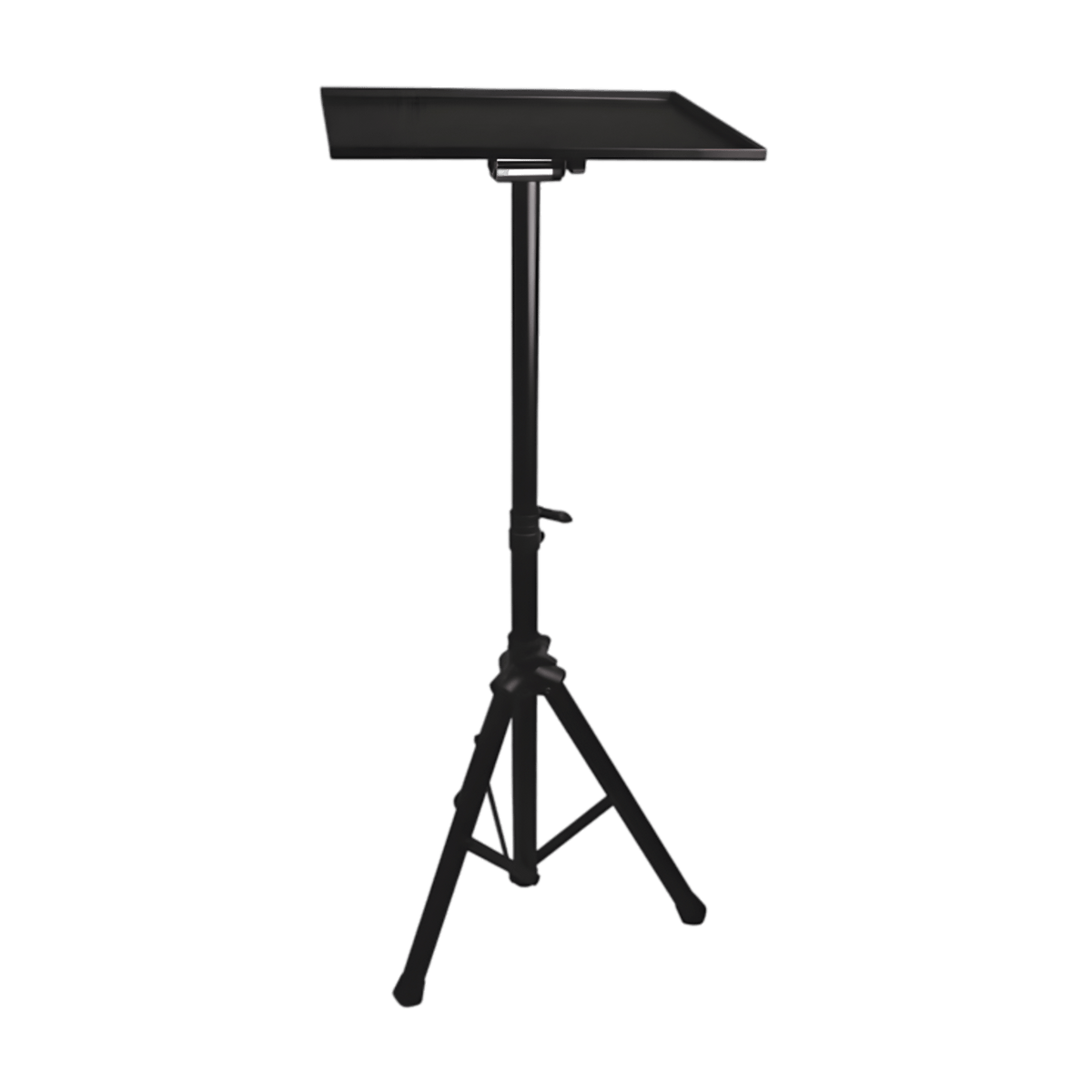 Pulse PLS00453 laptop and projector stand in black, extended on its tripod base with the flat platform at the top