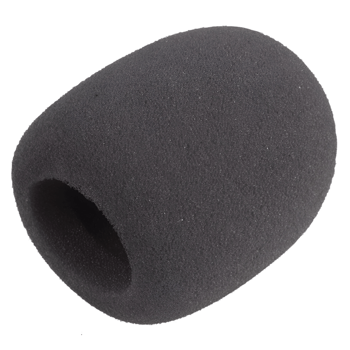 Pulse black foam microphone windshield, rounded shape with the open end that slides over a handheld mic grille