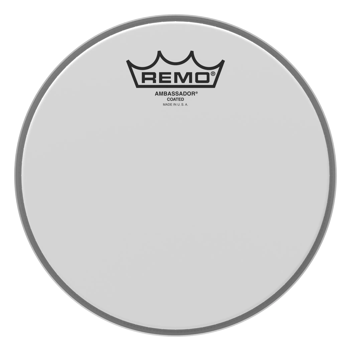 Small Remo Ambassador Coated head, logo reading Ambassador Coated, Made in U.S.A.