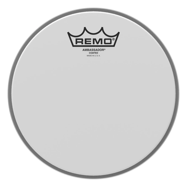 Small Remo Ambassador Coated head, logo reading Ambassador Coated, Made in U.S.A.