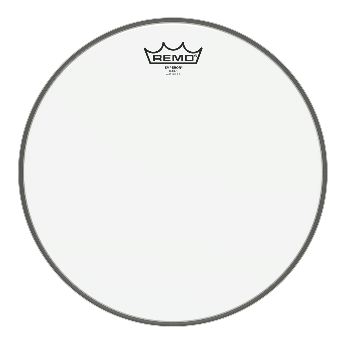 Remo Emperor Clear tom head, smaller mid size, clear film and grey collar