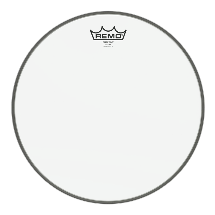 Remo Emperor Clear tom head, smaller mid size, clear film and grey collar