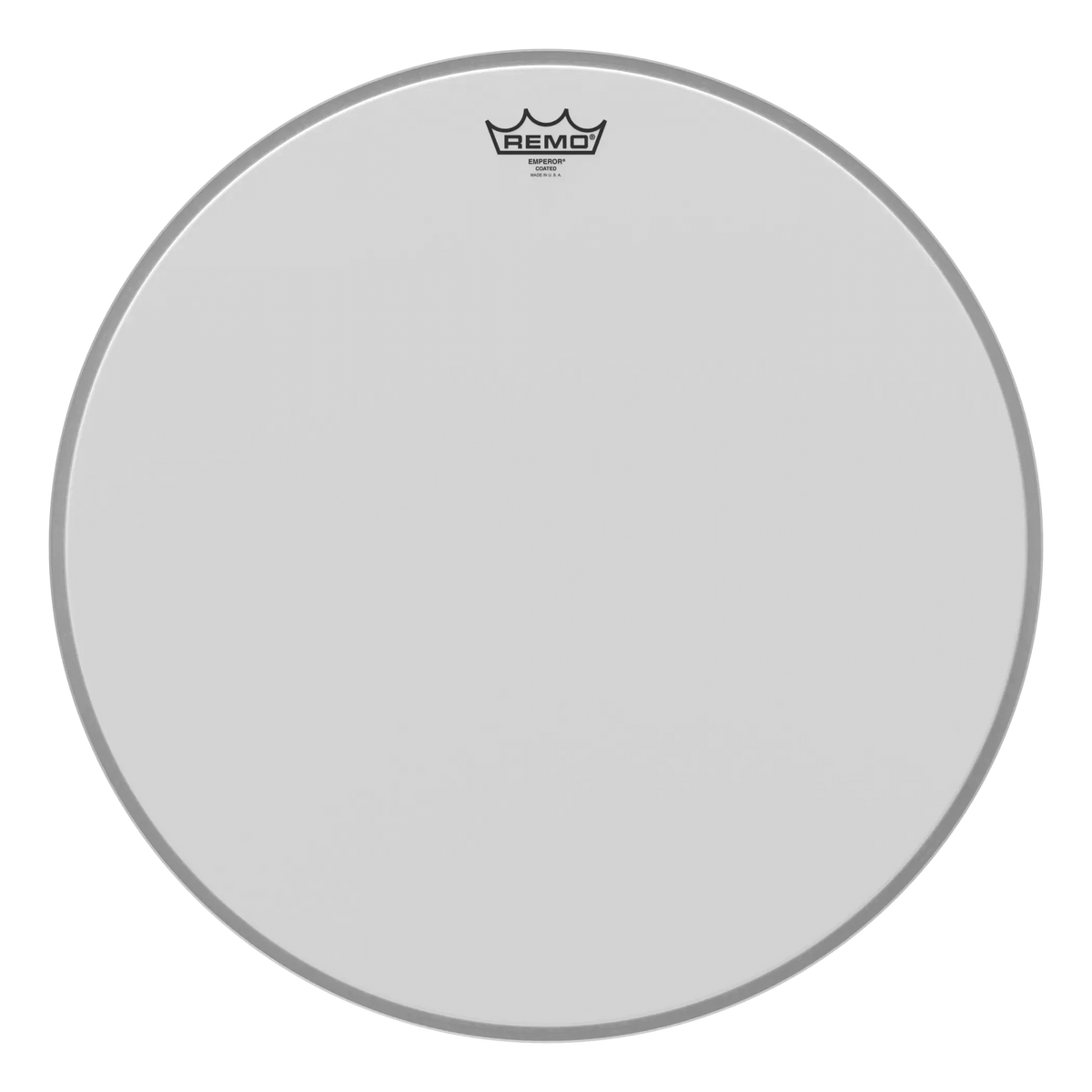Large-diameter Remo Emperor Coated drum head, front view