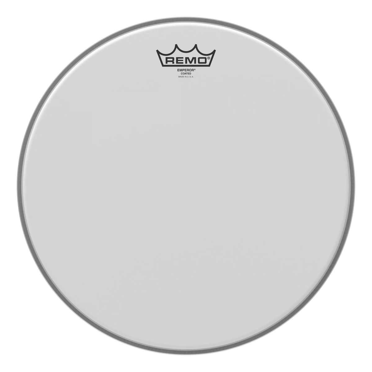 Remo Emperor Coated two-ply drum head, mid size, white coated film with crown logo