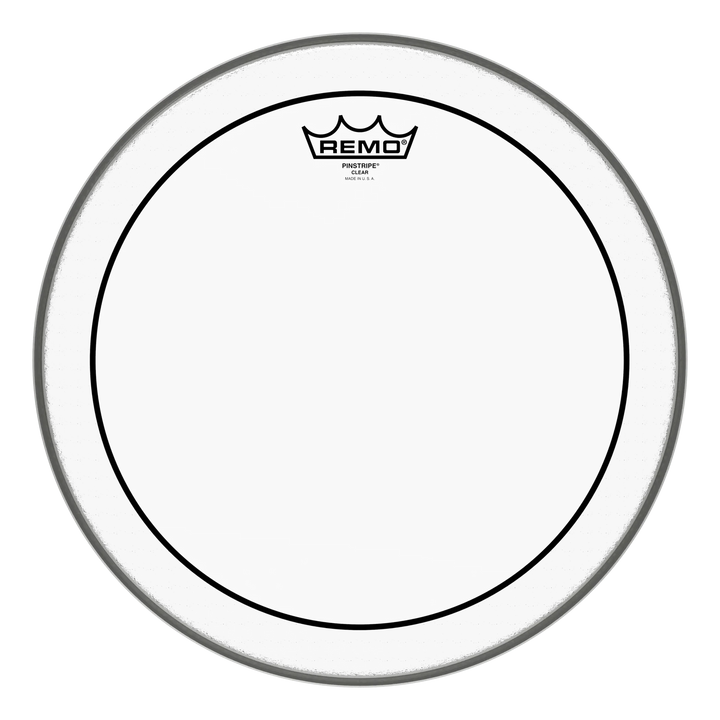 Remo Pinstripe Clear drum head, mid size, front view on white