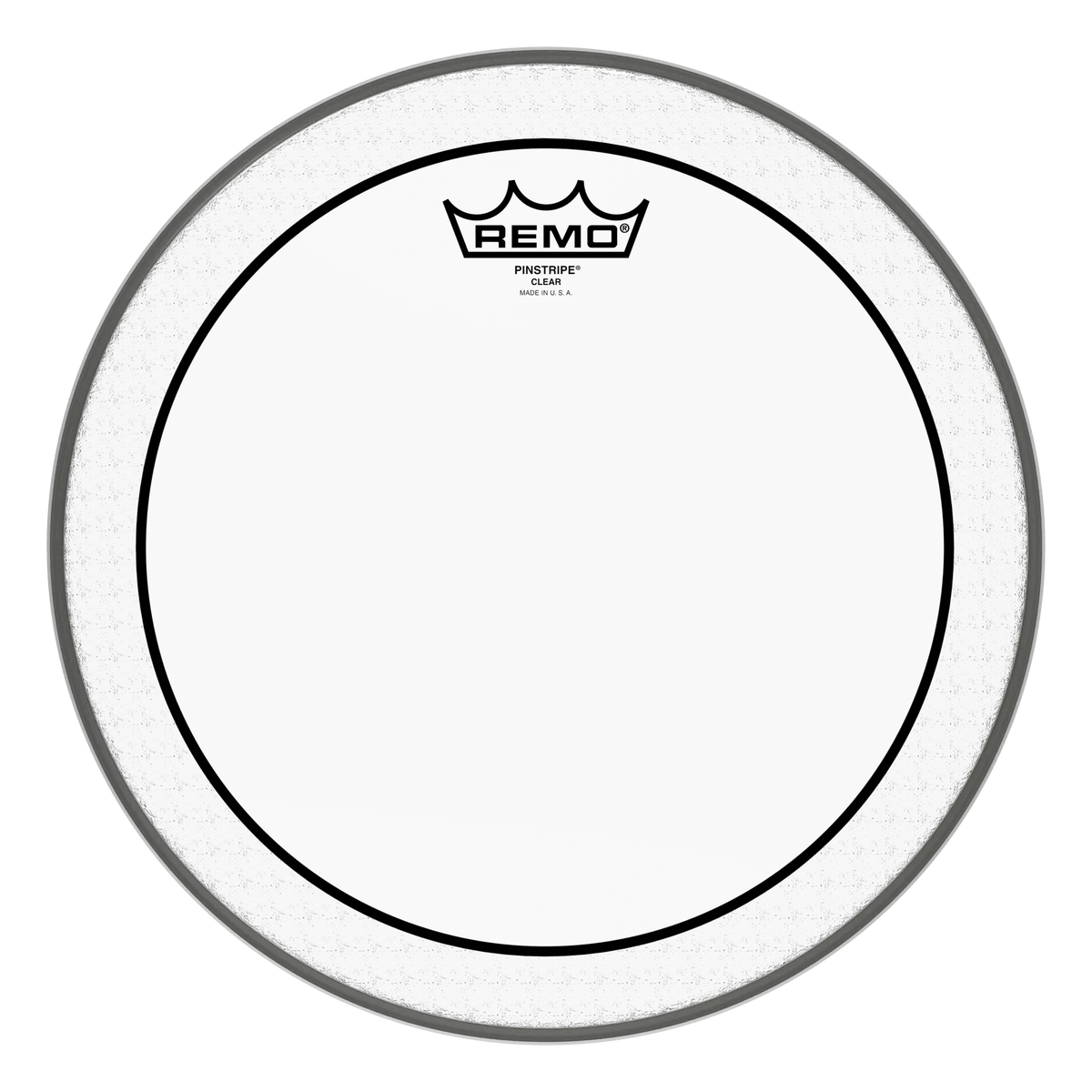 Remo Pinstripe Clear tom head, smaller size, clear film with black pinstripe line