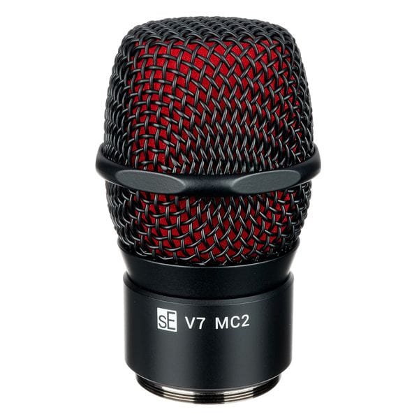sE V7 MC2 Black capsule for Sennheiser wireless: black grille over red windscreen, black body printed sE V7 MC2
