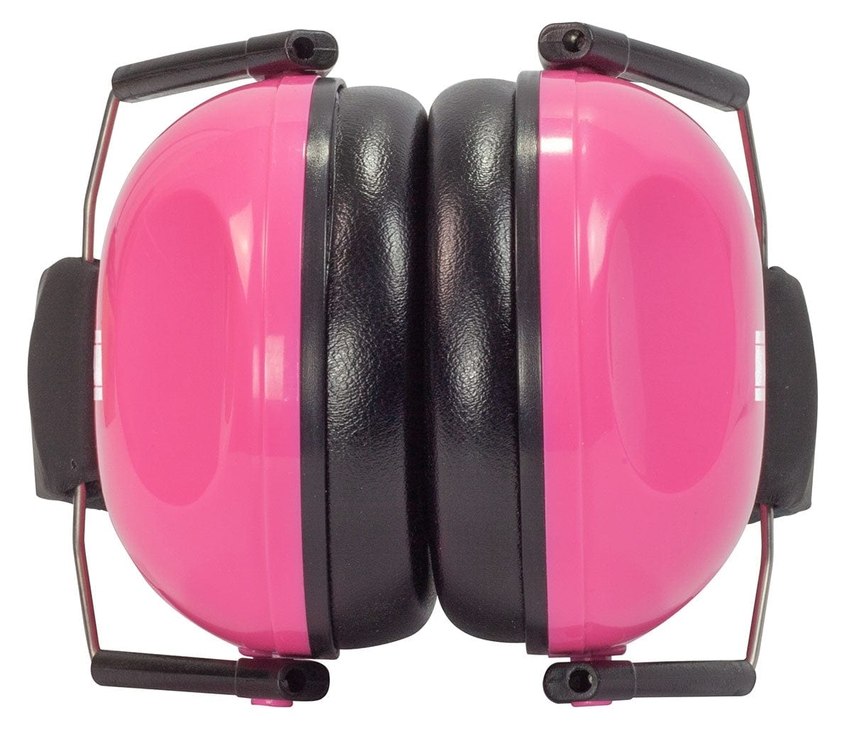Pink ear cups of the TGI Junior Ear Defenders seen from above, pressed face to face