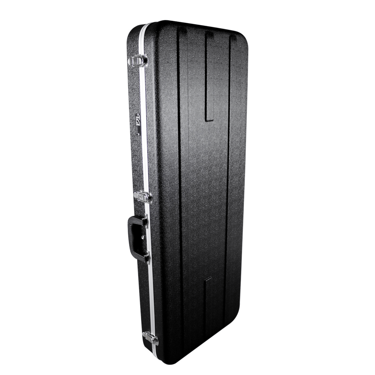 TGI 1303 electric guitar hard case, closed, black ABS shell standing on end