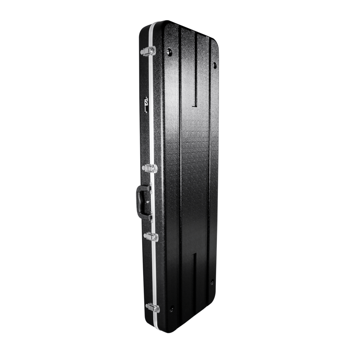 TGI 1304 bass guitar hard case, closed, black ABS shell with aluminium valance and carry handle
