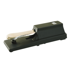 TGI piano-style sustain pedal with chrome pedal on a black chassis, three-quarter view