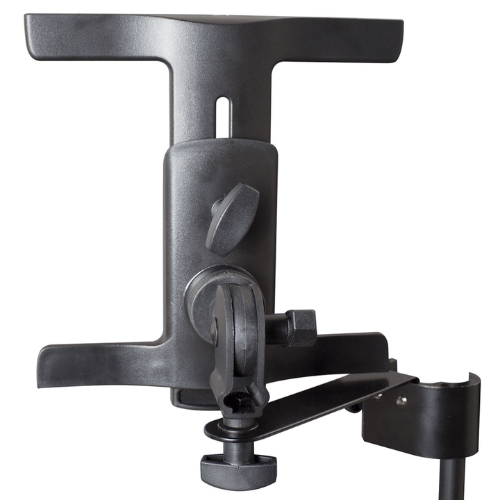 TGI tablet holder without a tablet, showing the T-shaped cradle, tilt joint and clamp arm