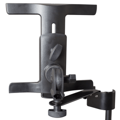 TGI tablet holder without a tablet, showing the T-shaped cradle, tilt joint and clamp arm