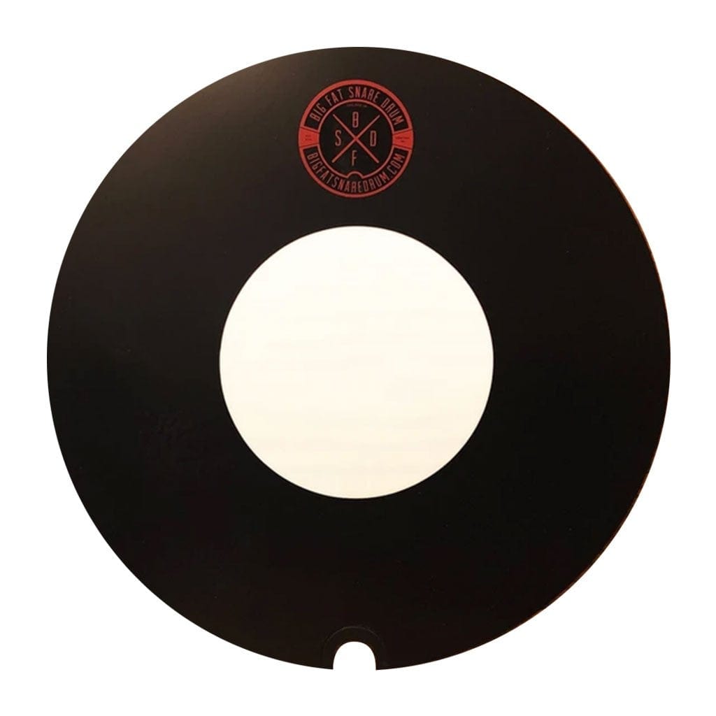 Big Fat Snare Drum Boston Cream Donut 14" topper: black gasket ring, white Mylar centre and thumb cut-out at the edge