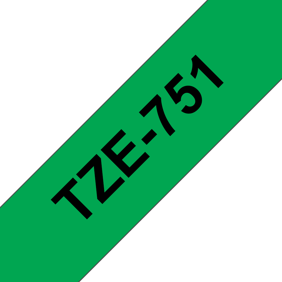 Black on green 24mm label tape sample printed TZE-751
