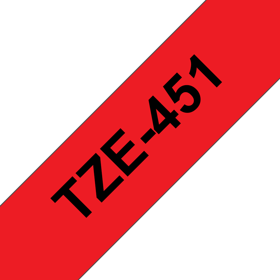 Black on red 24mm label tape sample printed TZE-451