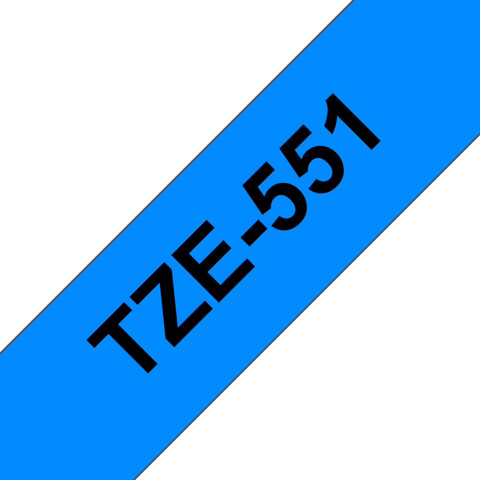 Black on blue 24mm label tape sample printed TZE-551